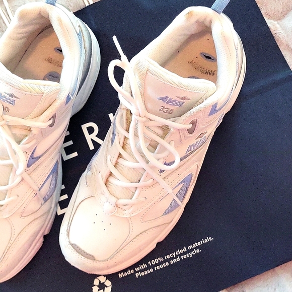 Avia 330 Archrocker White and Blue Women's Heavy Duty Dad Sneakers - Picture 4 of 15